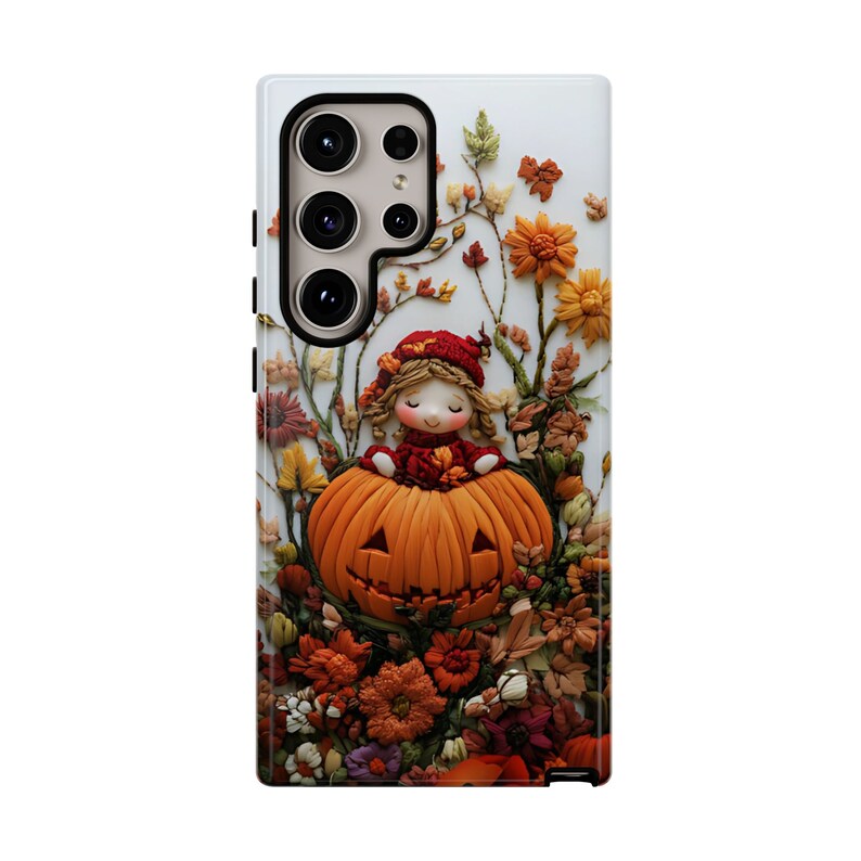 3D looks Embroidered Pumpkins and Autumn Girl,