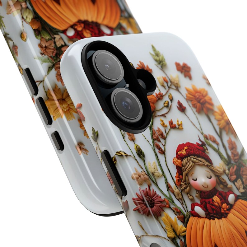 3D looks Embroidered Pumpkins and Autumn Girl,