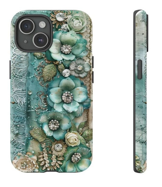 3D Blue Floral Diamond