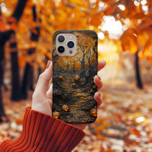 3D Phone CaseFaux Carved Wood Goth Spooky Halloween 8