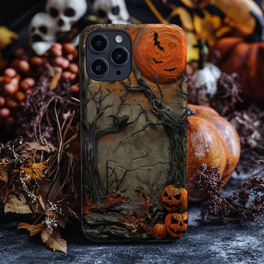 3D Phone CaseFaux Carved Wood Goth Spooky Halloween 6