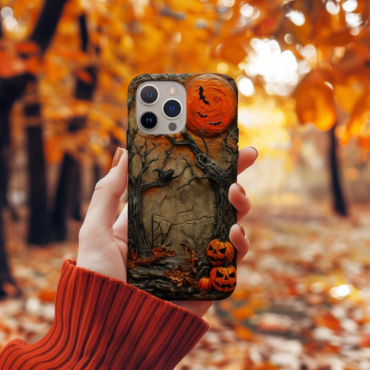 3D Phone CaseFaux Carved Wood Goth Spooky Halloween 6