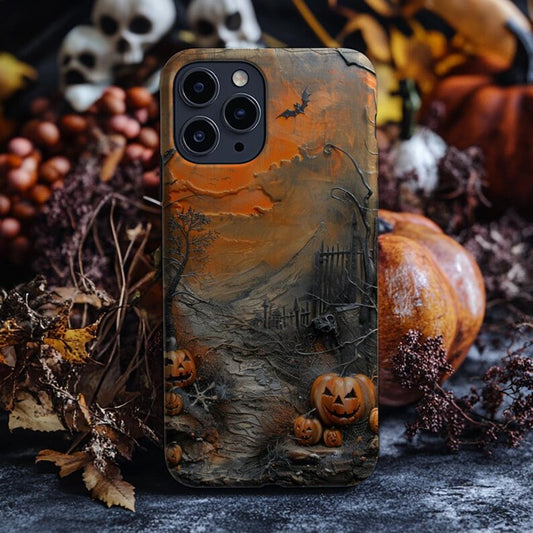 3D Phone CaseFaux Carved Wood Goth Spooky Halloween 5