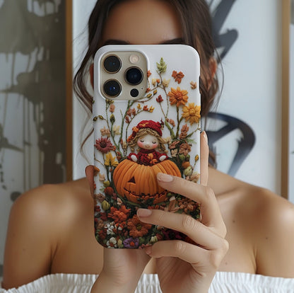 3D looks Embroidered Pumpkins and Autumn Girl,