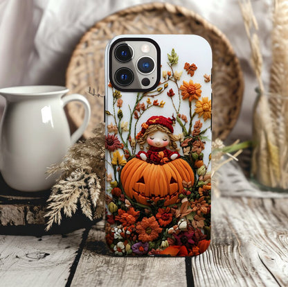 3D looks Embroidered Pumpkins and Autumn Girl,