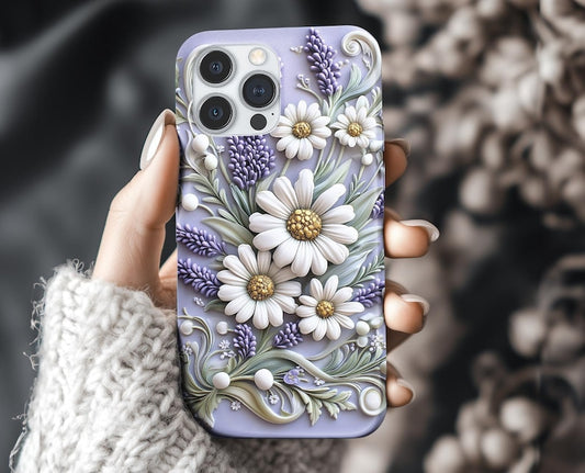 3D Look Floral Daisy and Lavender