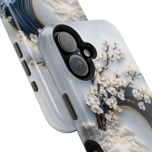 Elegant Cherry Blossom & Ocean Wave