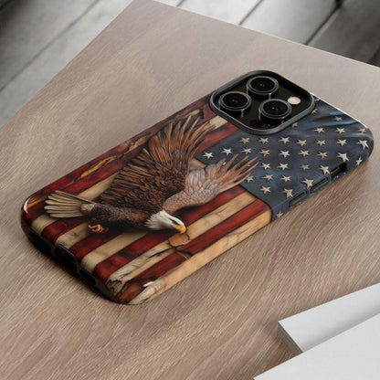 3D Eagle American Flag Wood Carved Illusions