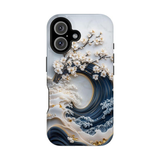 Elegant Cherry Blossom & Ocean Wave